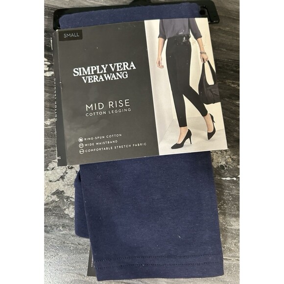 Simply Vera Leggings Small Blue Mid Rise Cotton Comfort Breathable Stretch - Picture 1 of 5